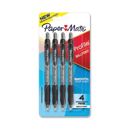 Sanford Profile Ballpoint Pen, Retractable, Medium 1 Mm, Black Ink, Translucent Black Barrel, 4PK 2113558